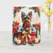 Yorkshire Terrier Dog Christmas Grußkarte Karte (Gelbe Blume)