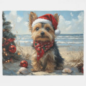 Yorkshire Terrier Dog Christmas Vintag Beach Fleecedecke (Vorderseite (Horizontal))