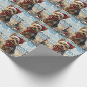 Yorkshire Terrier Dog Christmas Vintag Beach Geschenkpapier (Ecke)