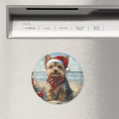 Yorkshire Terrier Dog Christmas Vintag Beach Magnet (In Situ (Geschirrspüler))