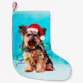Yorkshire Terrier Dog Christmas Weihnachtsmannmütz Kleiner Weihnachtsstrumpf (Vorderseite)