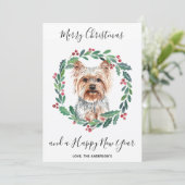 Yorkshire Terrier Dog Elegant Frohe Weihnachten (Stehend Vorderseite)