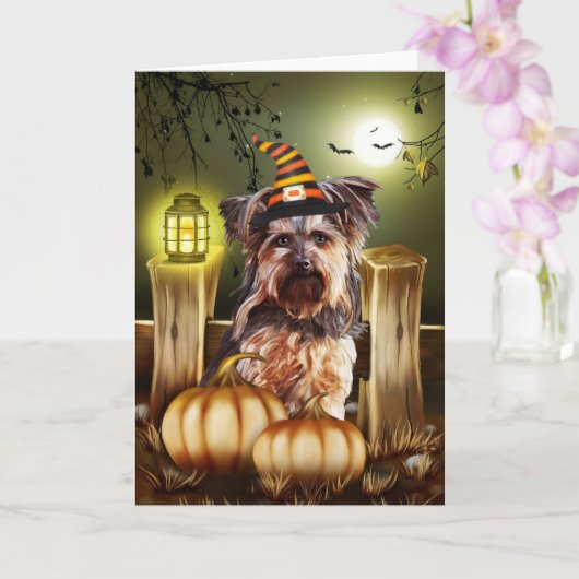 Yorkshire Terrier Dog Halloween Karte (Orchidee)