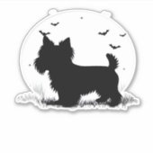Yorkshire Terrier Dog � Halloween Moon Silhouette Aufkleber (Vorderseite)