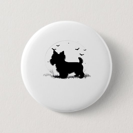 Yorkshire Terrier Dog � Halloween Moon Silhouette  Button (Vorderseite)