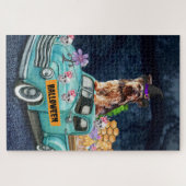 Yorkshire Terrier Dog Halloween Truck Beängstigend Puzzle (Horizontal)