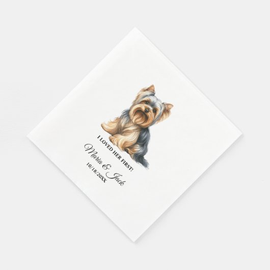 Yorkshire Terrier Dog I liebte ihre erste Hochzeit Serviette (Ecke)