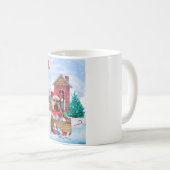 Yorkshire Terrier Dog im Schnee Weihnachtshundehau Kaffeetasse (VorderseiteRechts)