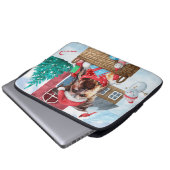 Yorkshire Terrier Dog im Schnee Weihnachtshundehau Laptopschutzhülle (Vorne Knopf)