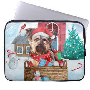 Yorkshire Terrier Dog im Schnee Weihnachtshundehau Laptopschutzhülle