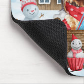 Yorkshire Terrier Dog im Schnee Weihnachtshundehau Mousepad (Ecke)