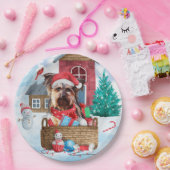 Yorkshire Terrier Dog im Schnee Weihnachtshundehau Pappteller (Party)