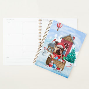 Yorkshire Terrier Dog im Schnee Weihnachtshundehau Planer