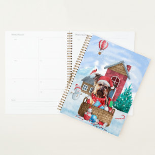 Yorkshire Terrier Dog im Schnee Weihnachtshundehau Planer