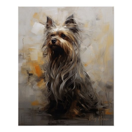 Yorkshire Terrier Dog im Wind 001 - Yacobsen D Poster (Vorderseite)