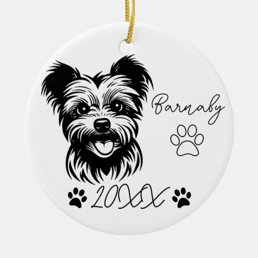 Yorkshire Terrier Dog Individuelle Name & Year Keramik Ornament (Vorne)