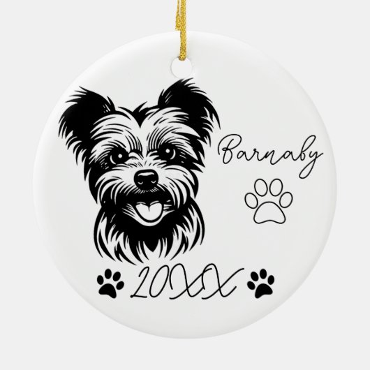 Yorkshire Terrier Dog Individuelle Name & Year Keramik Ornament (Hinten)