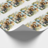 Yorkshire Terrier Dog mit Ostereier Urlaub Geschenkpapier (Ecke)