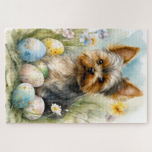 Yorkshire Terrier Dog mit Ostereier Urlaub Puzzle (Horizontal)