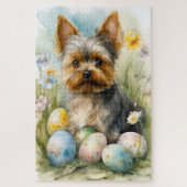 Yorkshire Terrier Dog mit Ostereier Urlaub Puzzle (Vertikal)