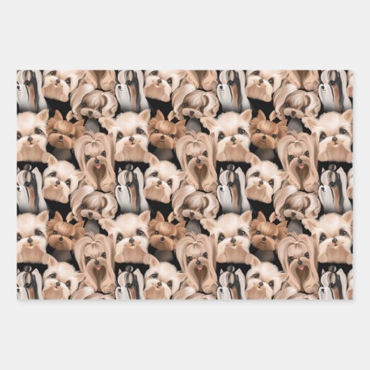 Yorkshire Terrier Dog Pattern Geschenkpapier Set (Vorderseite 3)