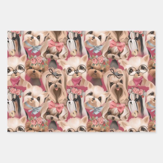 Yorkshire Terrier Dog Pattern Geschenkpapier Set (Vorderseite 2)