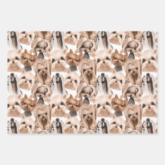 Yorkshire Terrier Dog Pattern Geschenkpapier Set (Vorderseite)
