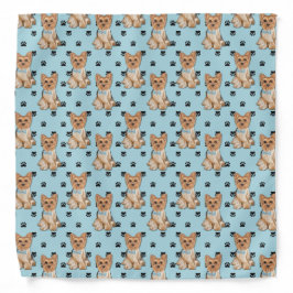 Yorkshire Terrier Dog Paw Prints Pattern Halstuch