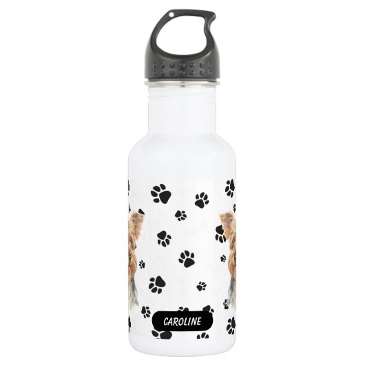 Yorkshire Terrier Dog Pawprint Edelstahlflasche (Vorderseite)
