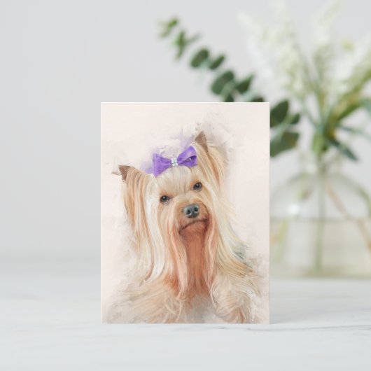 Yorkshire Terrier Dog Portrait Postkarte (Stehend Vorderseite)
