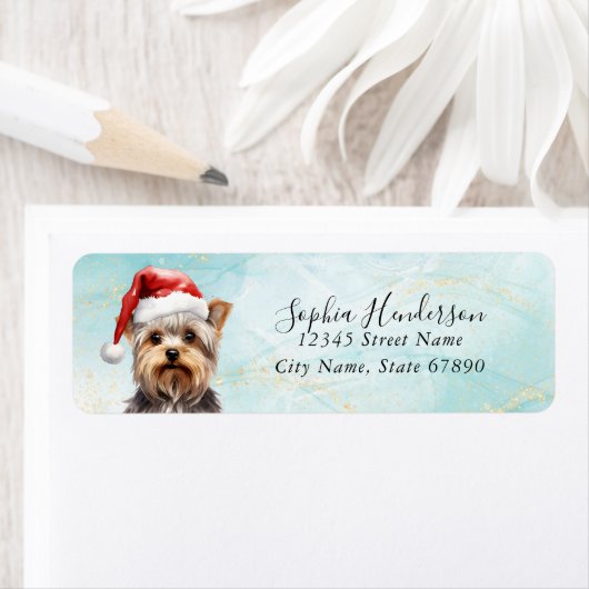 Yorkshire Terrier Dog Return Address Label (Insitu)