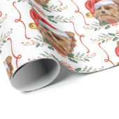 Yorkshire Terrier Dog Santa Christmas Geschenkpapier (Rolleneckpunkt)