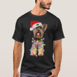 Yorkshire Terrier dog Santa Christmas Tree Lights T-Shirt<br><div class="desc">Yorkshire Terrier dog Santa Christmas Tree Lights Xmas Boys</div>