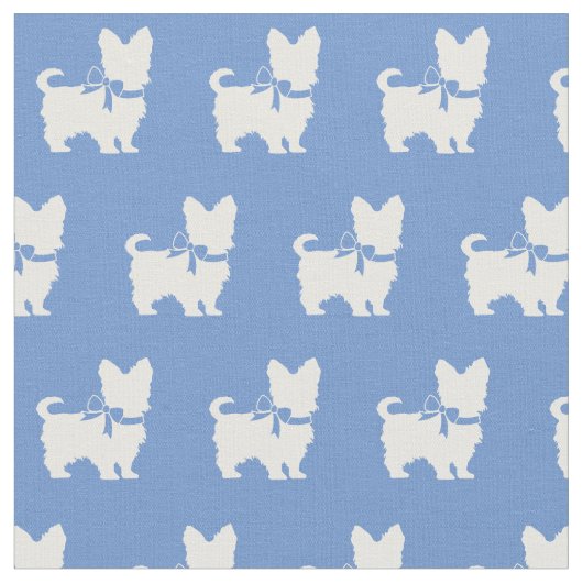 Yorkshire Terrier Dog Silhouette Yorkie Light Blue Stoff (Nahaufnahme)