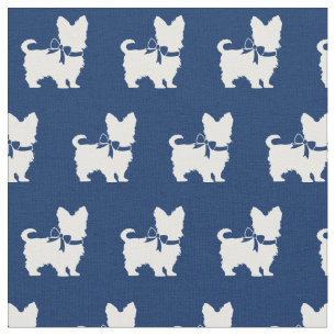 Yorkshire Terrier Dog Silhouette Yorkie Navy Stoff