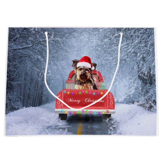 Yorkshire Terrier Dog Snow zu Weihnachten Große Geschenktüte
