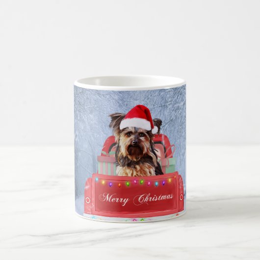 Yorkshire Terrier Dog Snow zu Weihnachten Kaffeetasse (Mittel)