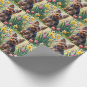 Yorkshire Terrier Dog Spring Flowers Geschenkpapier (Ecke)
