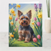Yorkshire Terrier Dog Spring Flowers Karte (Vorderseite)