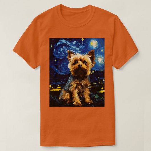 Yorkshire Terrier Dog Starry Night Van Gogh Art Lo T-Shirt (Design vorne)