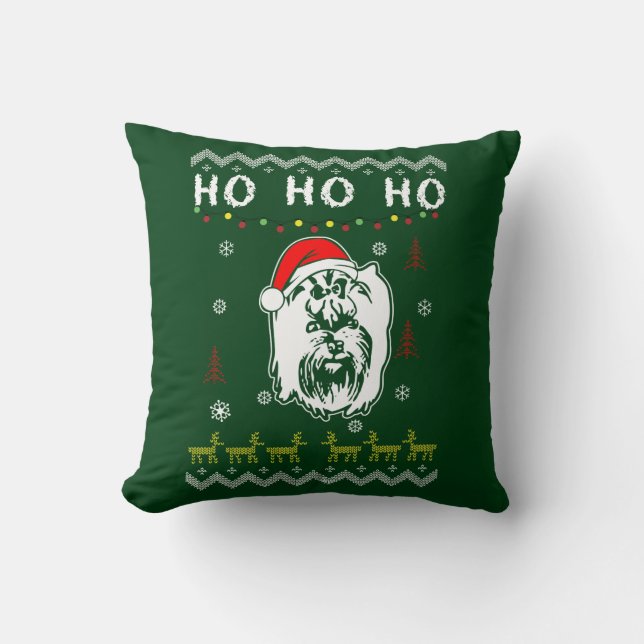Yorkshire Terrier Dog Ugly Christmas Ho Ho Kissen (Vorderseite)