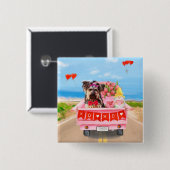 Yorkshire Terrier Dog Valentine's Day Truck Hearts Button (Vorne & Hinten)