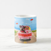Yorkshire Terrier Dog Valentine's Day Truck Hearts Kaffeetasse (Mittel)