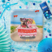 Yorkshire Terrier Dog Valentine's Day Truck Hearts Pappteller (Party)