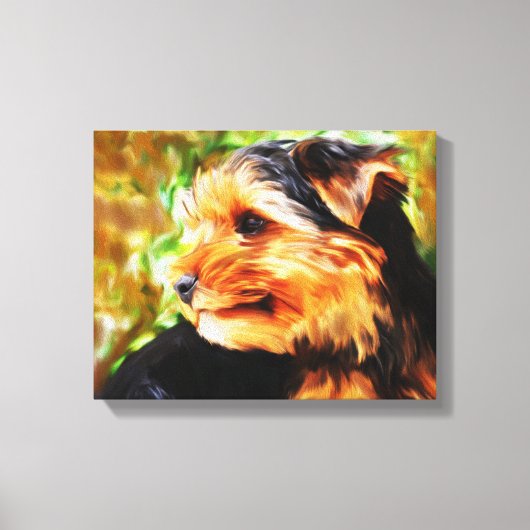 Yorkshire Terrier Dog Watercolor Art Portrait Leinwanddruck (Vorderseite)