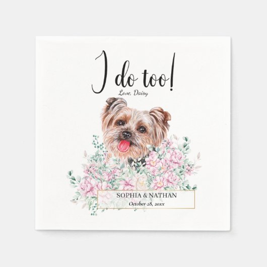 Yorkshire Terrier Dog Wedding Cocktail Napkins Serviette (Vorderseite)