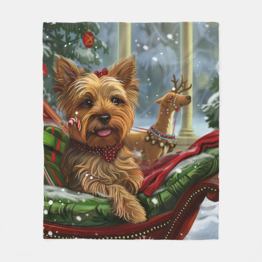 Yorkshire Terrier Dog Weihnachtsfest Fleecedecke (Vorderseite)