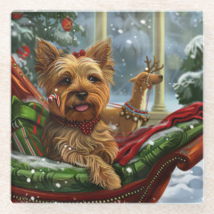 Yorkshire Terrier Dog Weihnachtsfest Glasuntersetzer