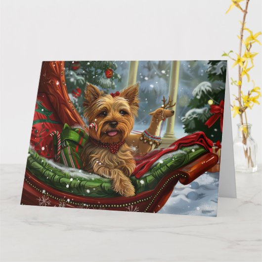 Yorkshire Terrier Dog Weihnachtsfest Karte (Gelbe Blume)