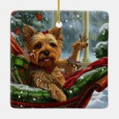 Yorkshire Terrier Dog Weihnachtsfest Keramikornament (Rückseite)